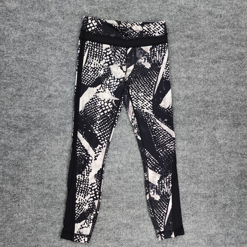 Lululemon Leggings Womens 2 Black White Static Mist Wunder Under Pant III Active